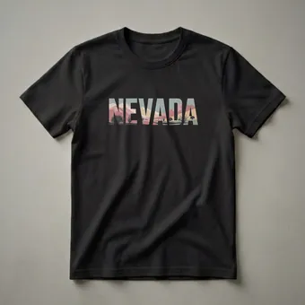 Retro Nevada Desert Landscape Graphic Design T-Shirt for State Pride