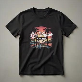 Las Vegas Nevada Retro Sunset Convertible Graphic T-Shirt