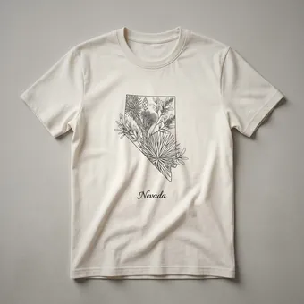 Nevada State Outline Floral Art Graphic T-Shirt for Desert Lovers