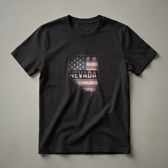 American Flag Nevada Outline Graphic T-Shirt for State Pride