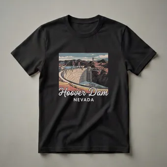 Retro Hoover Dam Nevada Graphic T-Shirt for Travelers and History