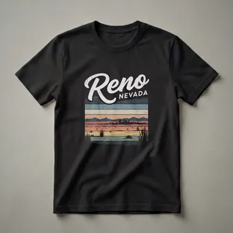 Retro Reno Nevada Skyline Graphic T-Shirt for State Pride
