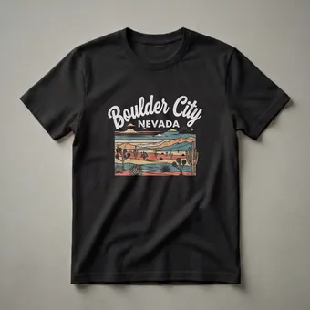 Retro Boulder City Nevada Desert Landscape Graphic T-Shirt