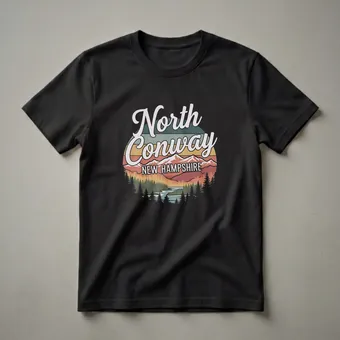 Retro North Conway New Hampshire Mountain Landscape Graphic T-Shirt