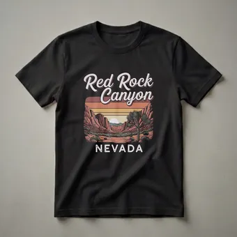Retro Red Rock Canyon Nevada Graphic T-Shirt for Desert Lovers