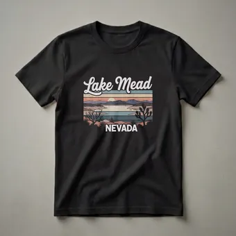 Retro Lake Mead Nevada Sunset Graphic T-Shirt for Travelers