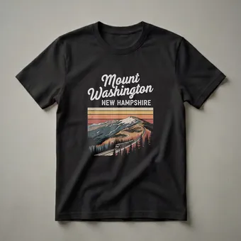 Retro Mount Washington New Hampshire Train Graphic T-Shirt