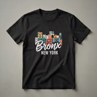 Retro Bronx New York Skyline Graphic T-Shirt for City Lovers