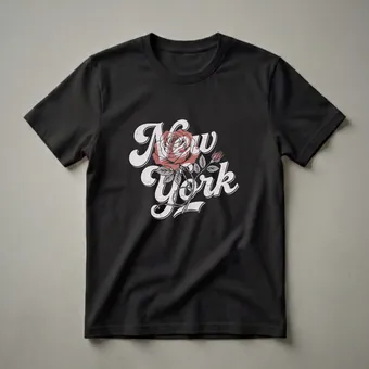 Retro New York Rose Graphic T-Shirt for State Pride