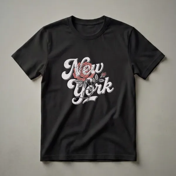 Retro New York Rose Graphic T-Shirt for State Pride
