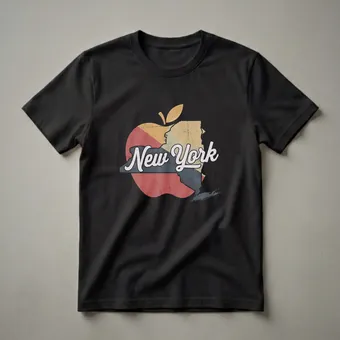 Retro Big Apple New York State Graphic T-Shirt for New Yorkers