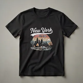 Retro New York City Skyline Graphic T-Shirt Est. 1788